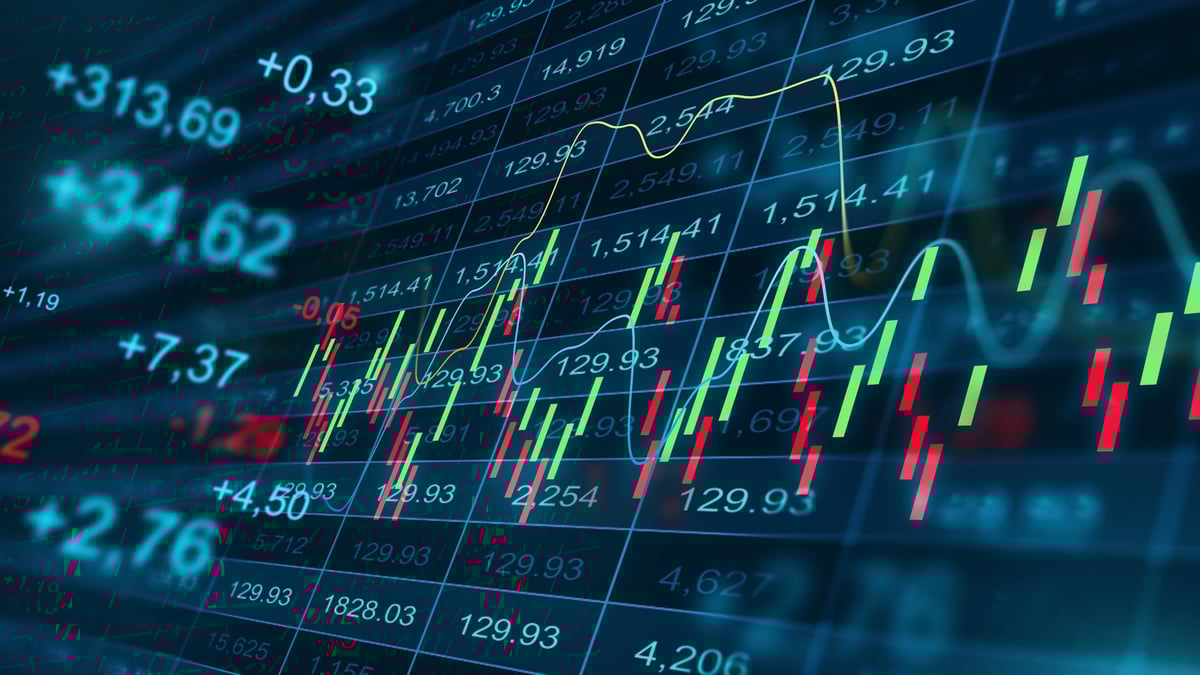 Financial data displays price trends and movements on a trading screen