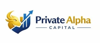 Private Alpha Capital logo featuring a golden eagle and blue upward arrow symbol